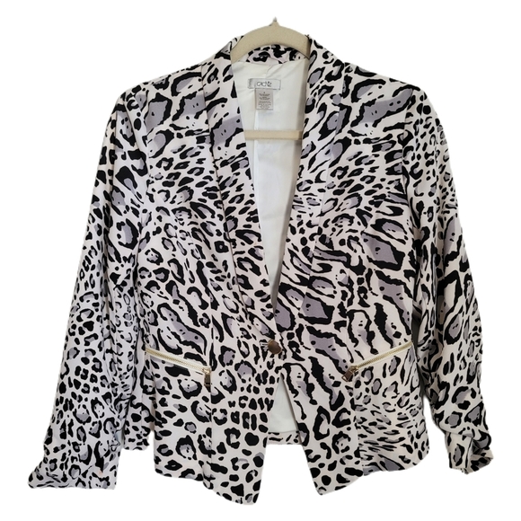 Cache Jackets & Blazers - Cache Blazer Womens Size 2 Animal Print One Button Long Sleeve